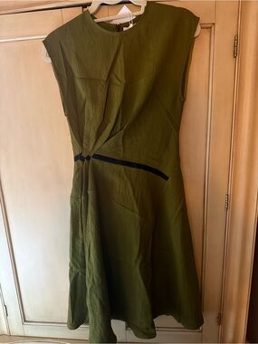Palmer Harding Sleeveless Olive Green A-Line Women's Dress with pockets